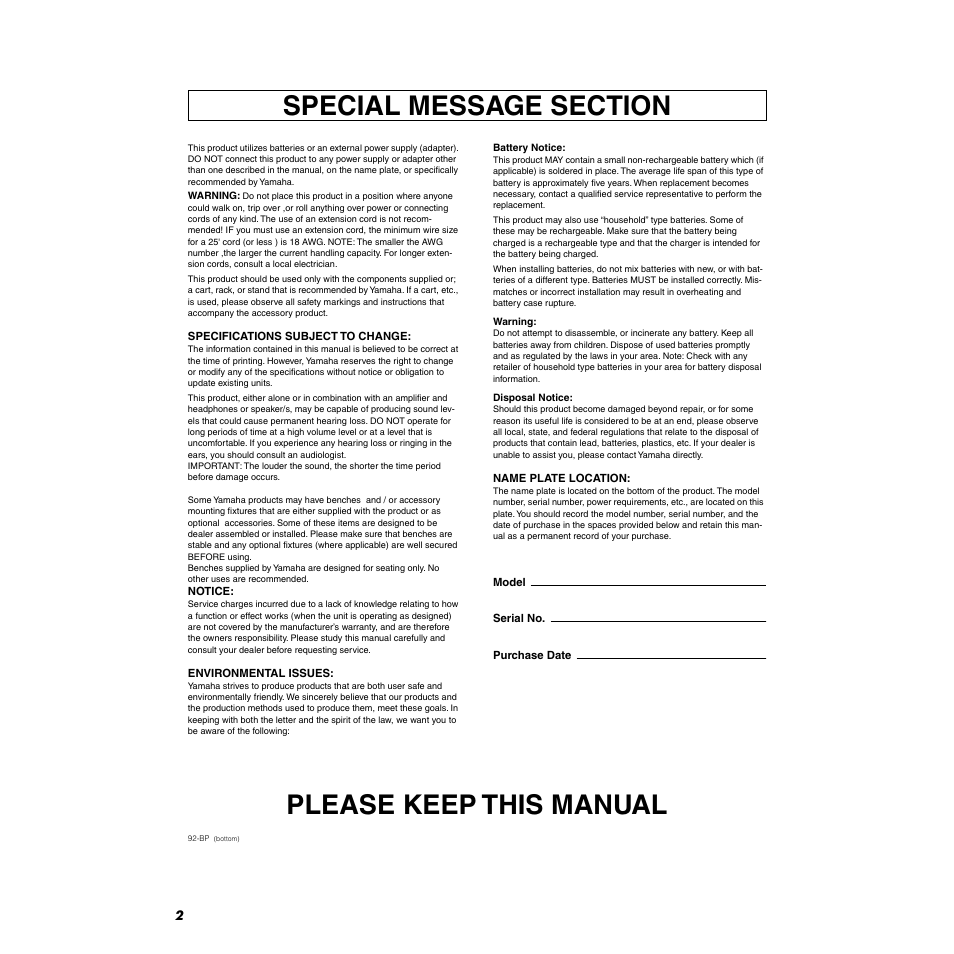 Please keep this manual | Yamaha DJX-IIB User Manual | Page 2 / 93