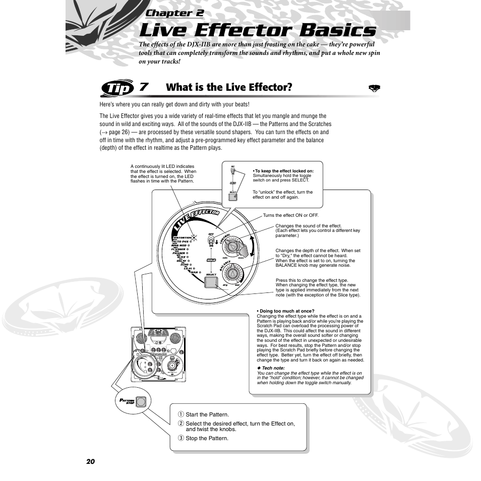 Chapter 2 live effector basics, Tip 7 what is the live effector, Chapter 2 | Live effector basics, Tip 7, What is the live effector | Yamaha DJX-IIB User Manual | Page 20 / 93