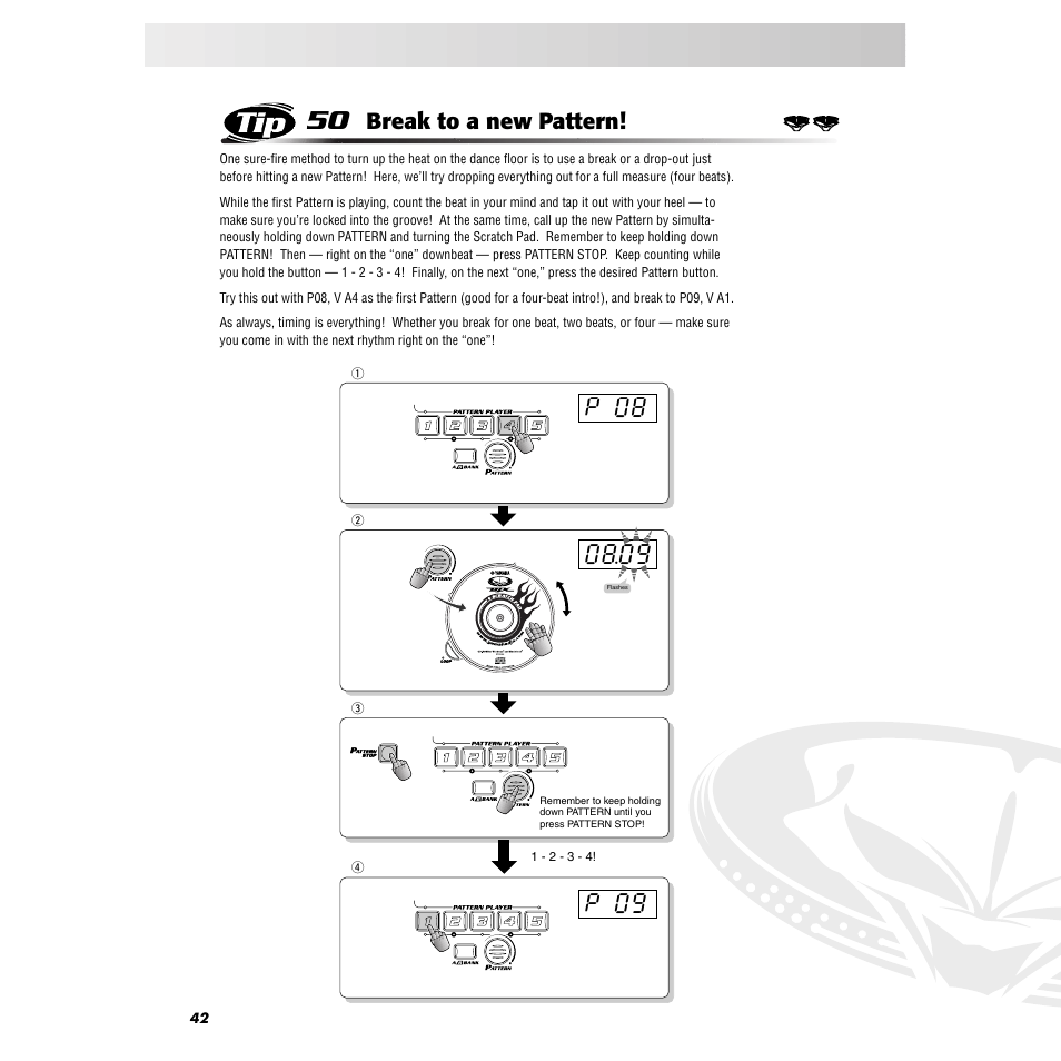 Tip 50 break to a new pattern, Tip 50, Break to a new pattern | Yamaha DJX-IIB User Manual | Page 42 / 93