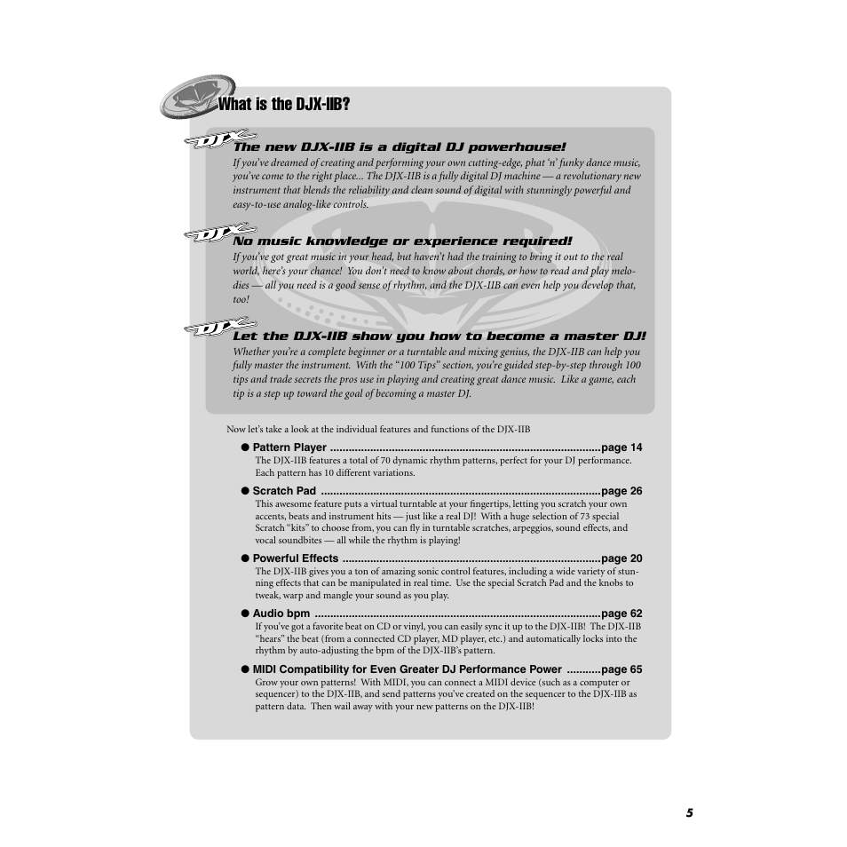 What is the djx-iib, What is the djx-ii? what is the djx-iib | Yamaha DJX-IIB User Manual | Page 5 / 93