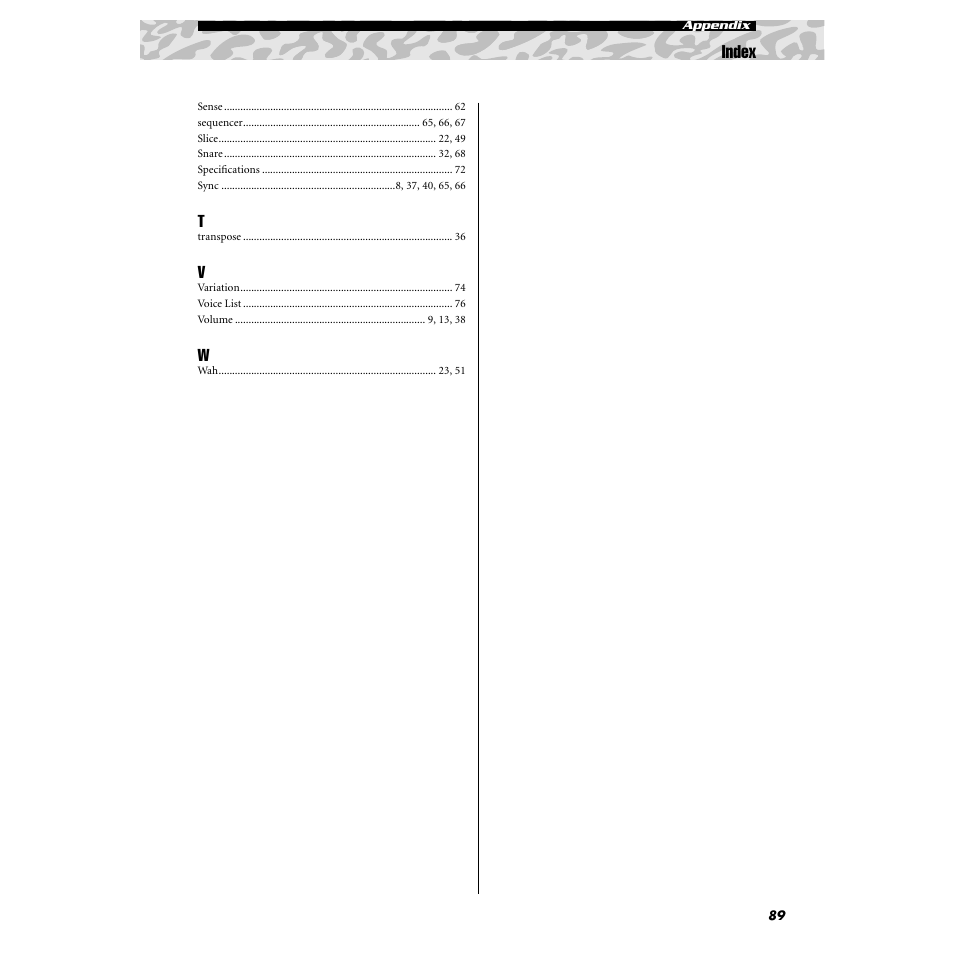 Index | Yamaha DJX-IIB User Manual | Page 89 / 93