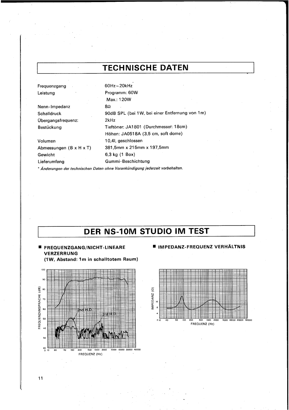 Technische daten, Der ns-10m studio im test | Yamaha NS-10M STUDIO User Manual | Page 12 / 14