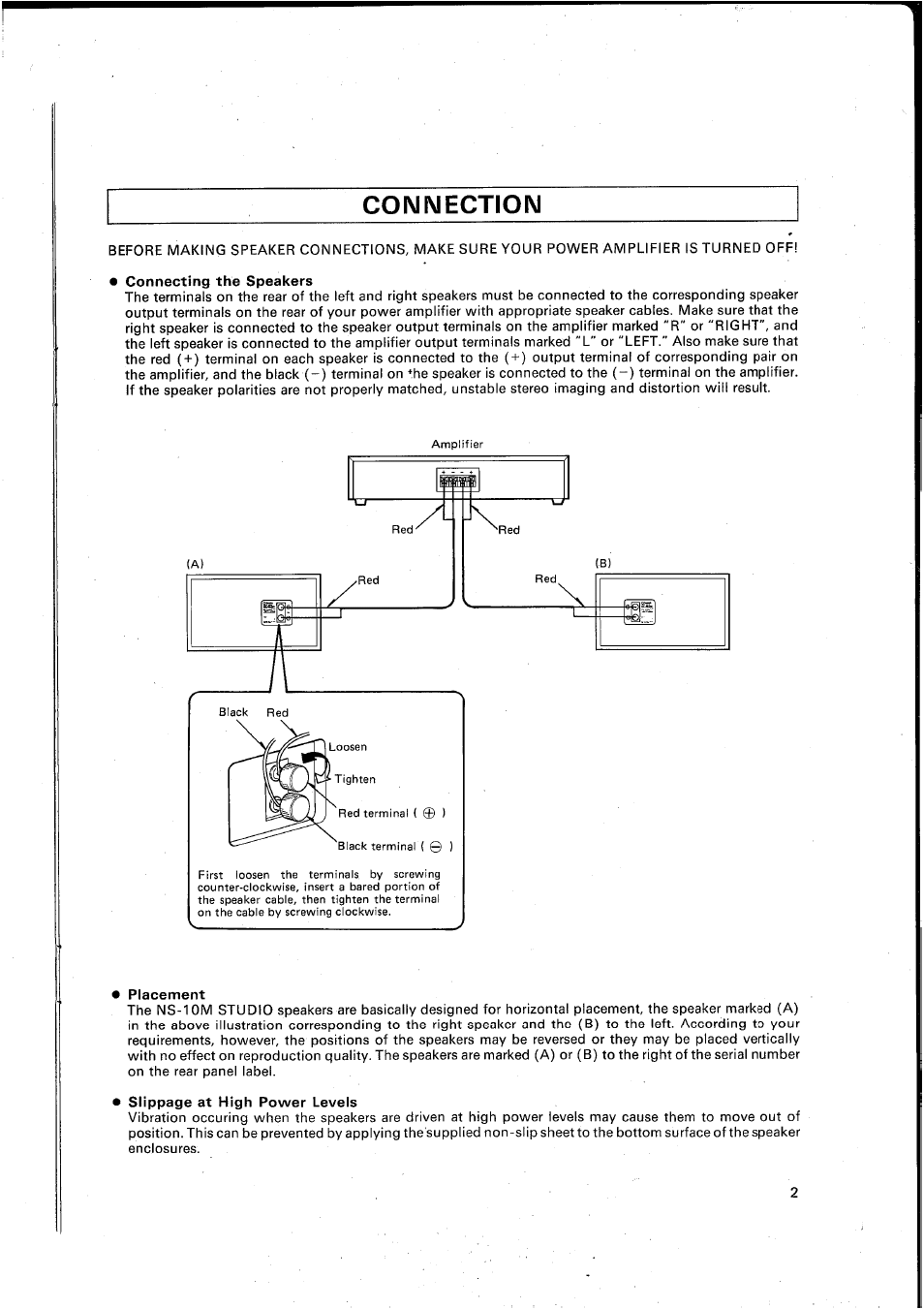 Connection | Yamaha NS-10M STUDIO User Manual | Page 3 / 14