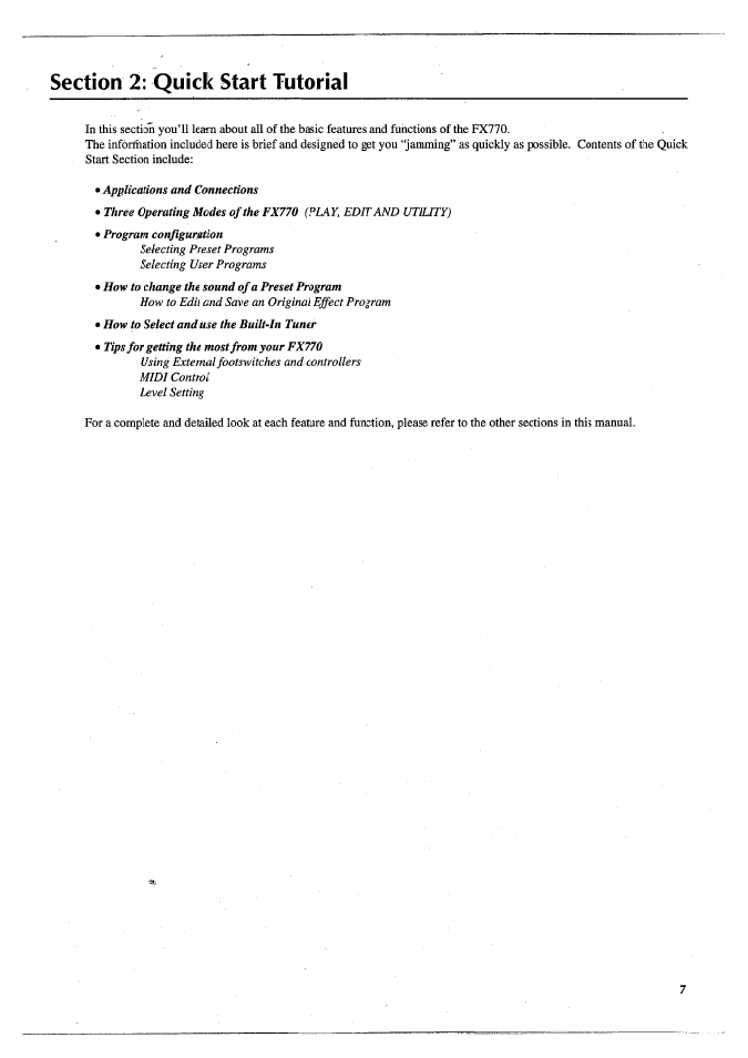 Section 2: quick start tutorial | Yamaha FX770 User Manual | Page 10 / 231