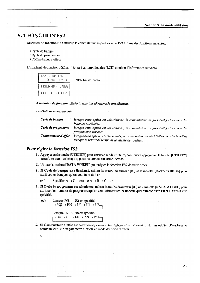 4 fonctioisr fs2, Pour régler la fonction fs2, 4 fonction fs2 | Yamaha FX770 User Manual | Page 104 / 231