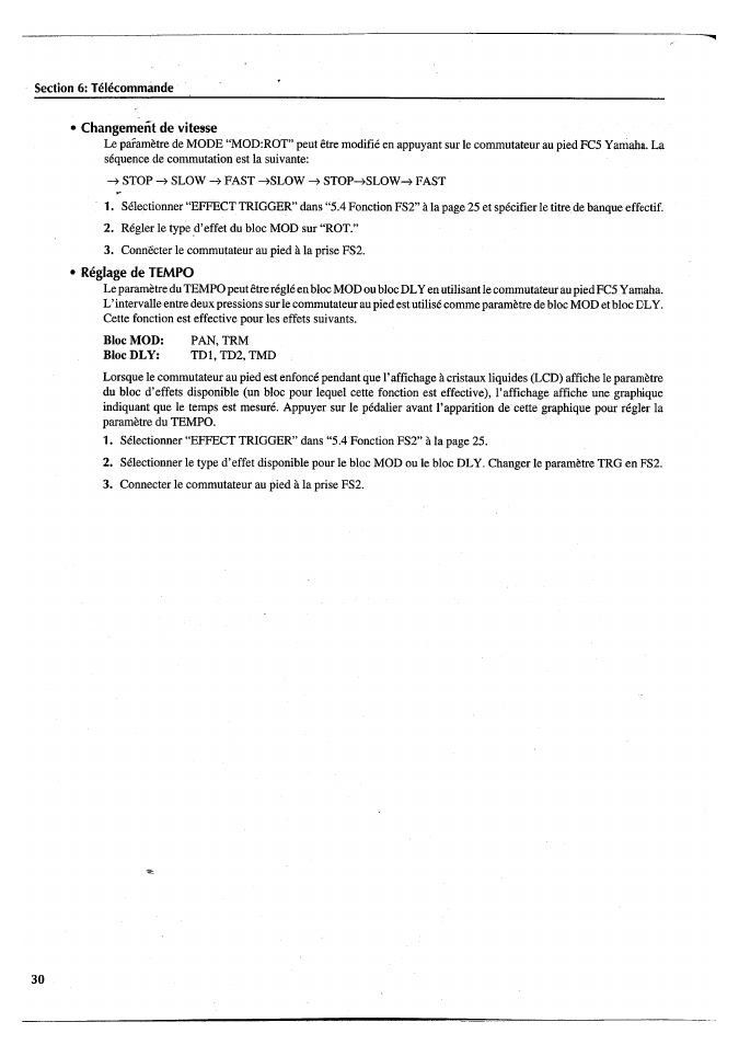 Changement de vitesse, Réglage de tempo | Yamaha FX770 User Manual | Page 109 / 231