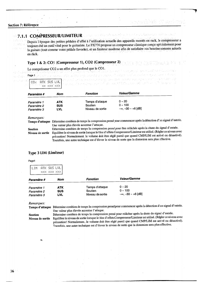 1 compresseur/limiteur, Type 3 um (limiteur) | Yamaha FX770 User Manual | Page 115 / 231