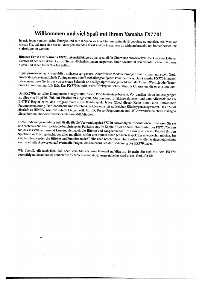 Willkommen und viel spaß mit ihrem yamaha fx770 | Yamaha FX770 User Manual | Page 155 / 231