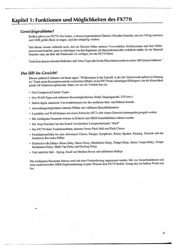 Kapitel 1: funktionen und möglichkeiten des fx770, Gewichtsprobleitie, Das fällt ins gewicht | Kapitel 1: funktionen und möglichkeiten des, Fx770 | Yamaha FX770 User Manual | Page 158 / 231