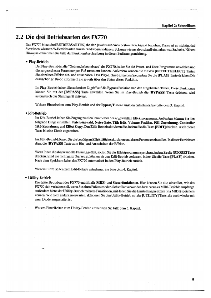 2 die drei betriebsarten des fx770 | Yamaha FX770 User Manual | Page 164 / 231