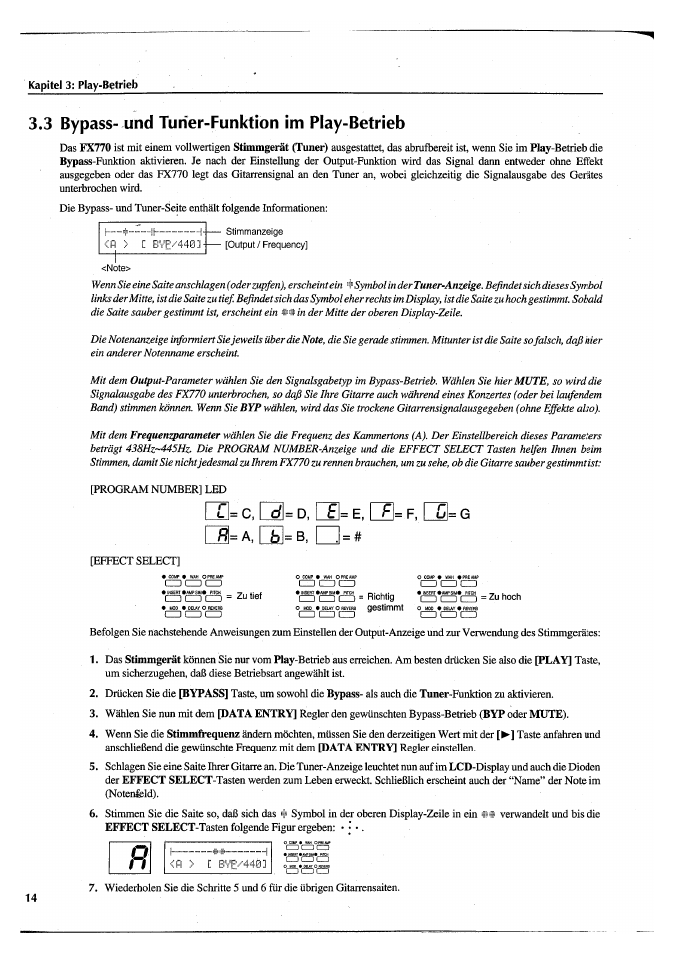 3 bypass- und tuner-funktion im play-betrieb | Yamaha FX770 User Manual | Page 169 / 231