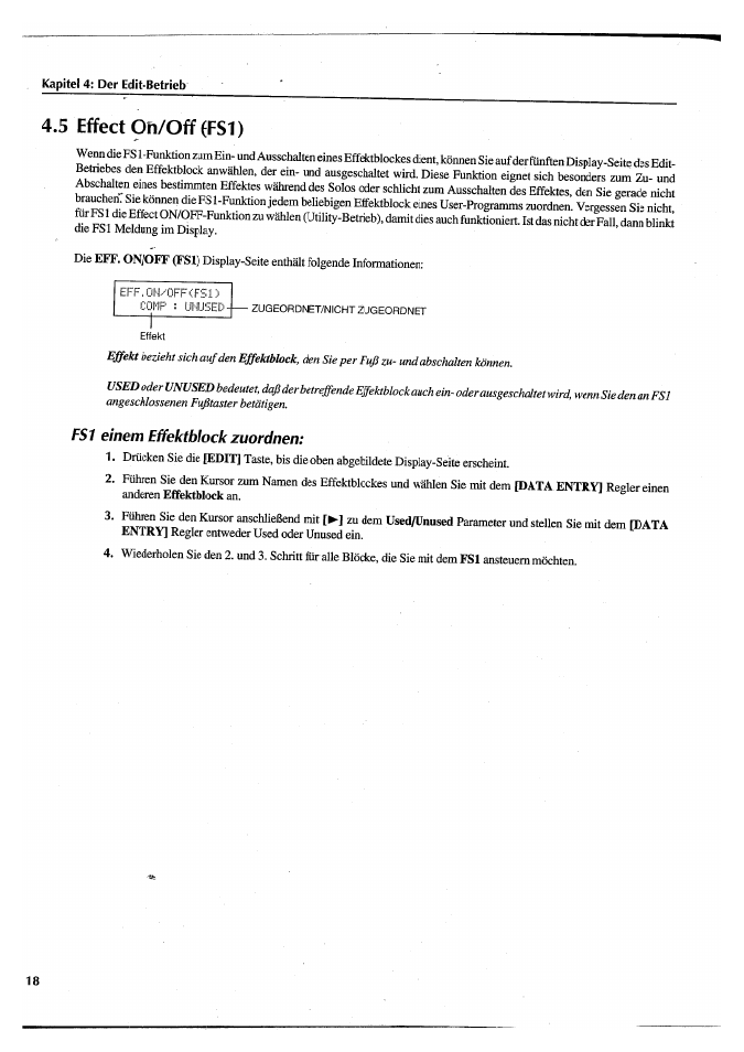 5 effect 9n/off(fs1), Fsl einem effektblock zuordnen, 5 effect on/off(fsl) | Yamaha FX770 User Manual | Page 173 / 231