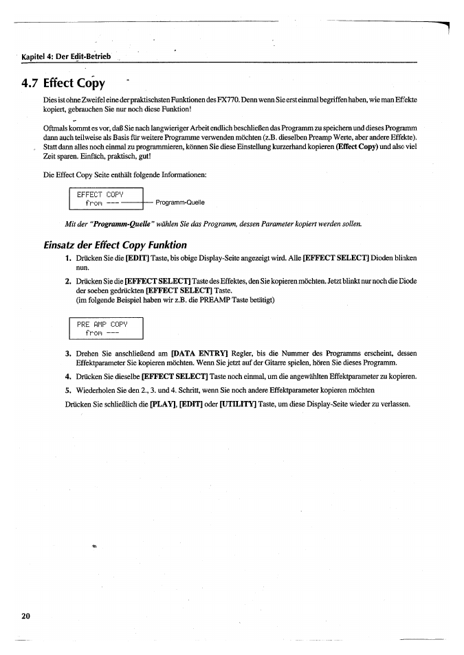 7 effect copy, Einsatz der effect copy funktion | Yamaha FX770 User Manual | Page 175 / 231