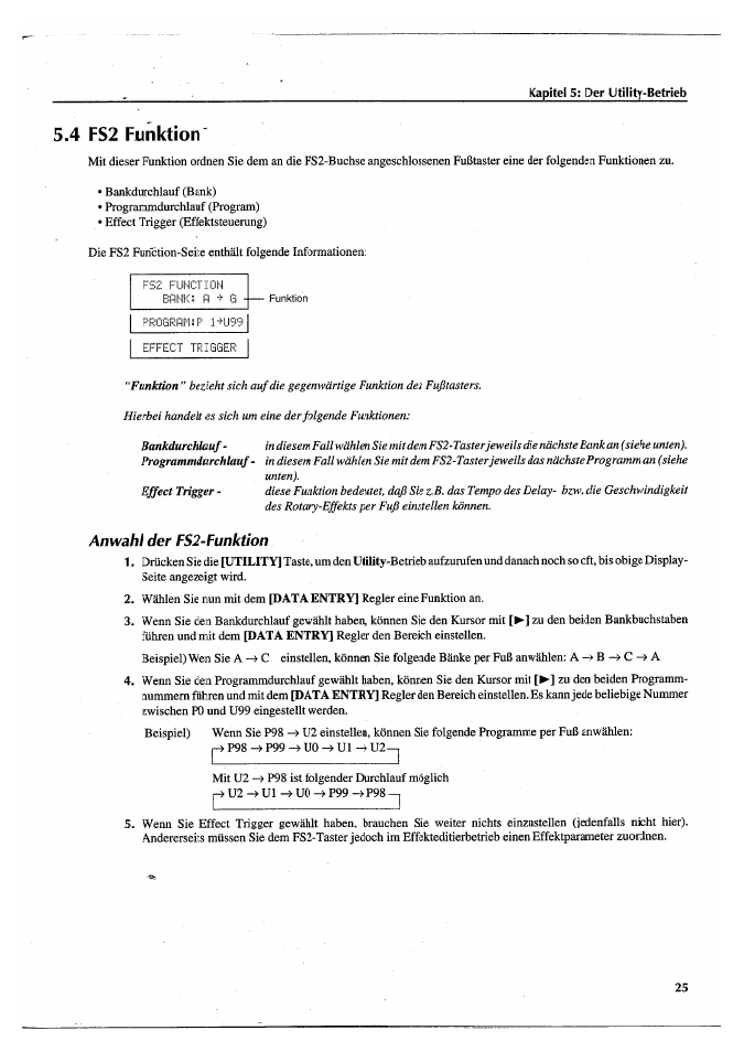 4 fs2 fiinktioti, Anwahl der fs2-funktion, 4 fs2 funktion | Yamaha FX770 User Manual | Page 180 / 231