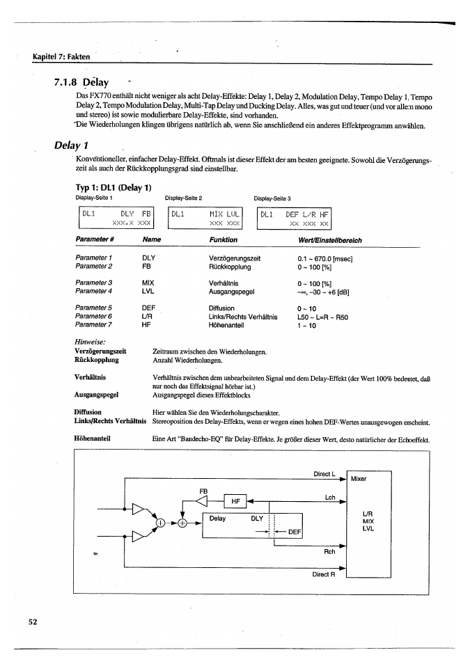 8 delay, Typ 1: du (delay 1), Delay 1 | Yamaha FX770 User Manual | Page 207 / 231