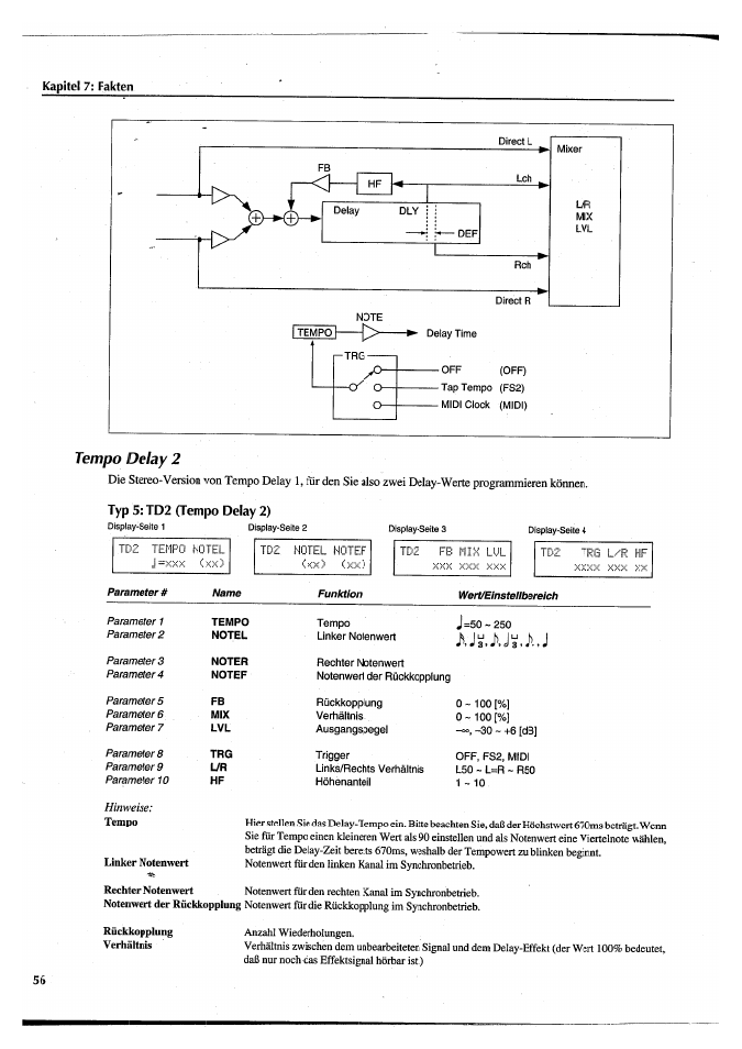 Tempo delay 2 | Yamaha FX770 User Manual | Page 211 / 231