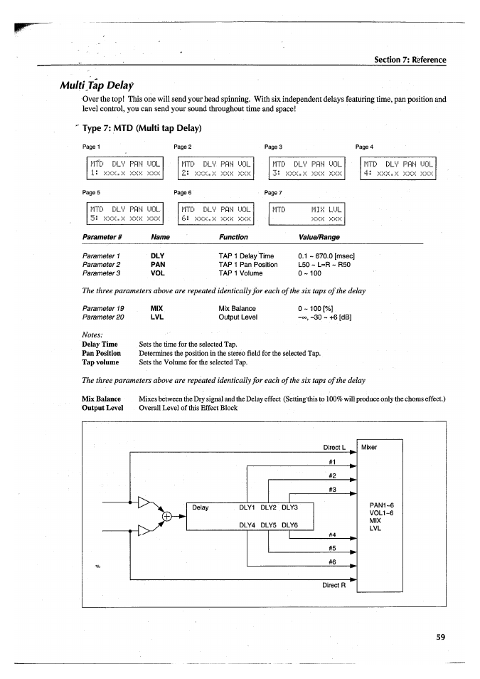 Multi tap delay | Yamaha FX770 User Manual | Page 62 / 231