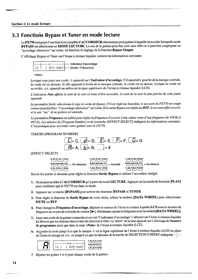 3 fonctions bypass et tuner en mode lecture | Yamaha FX770 User Manual | Page 93 / 231