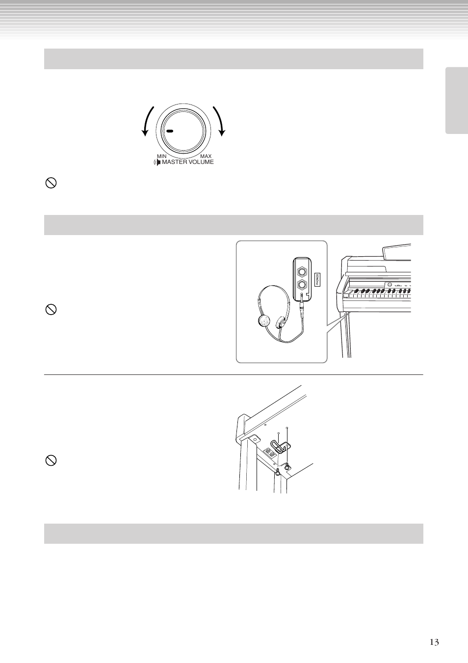 音量(ボリューム)を調節する, ヘッドフォンを使う, Iafcの自動調整をする | Yamaha CLP-270 User Manual | Page 13 / 148