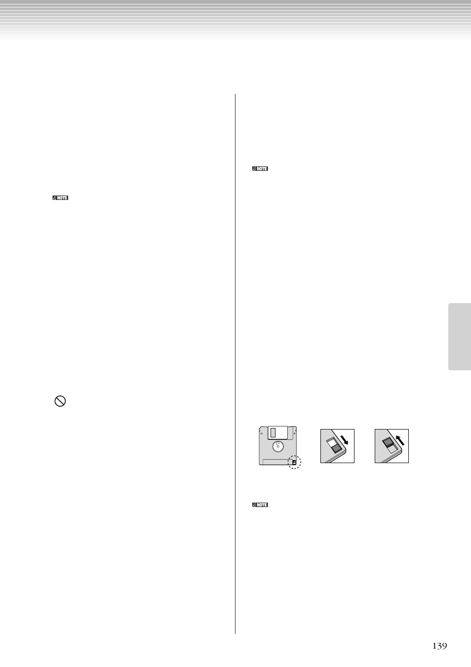 フロッピーディスクの取り扱いについて | Yamaha CLP-270 User Manual | Page 139 / 148