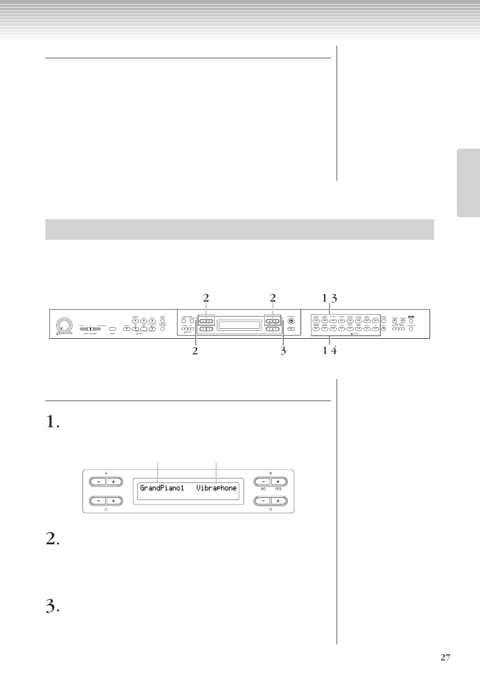 2つの音色を混ぜて弾く(デュアル), Grandpiano1 vibraphone | Yamaha CLP-270 User Manual | Page 27 / 148
