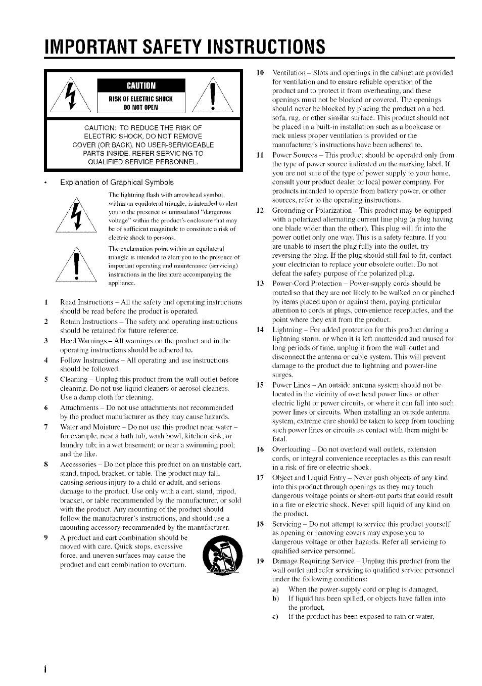 Important safety instructions, Caution | Yamaha HTR-5830 User Manual | Page 2 / 67