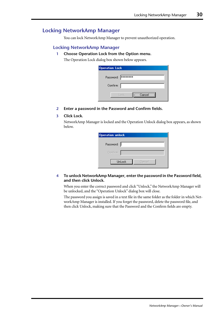 Locking networkamp manager | Yamaha HUB User Manual | Page 30 / 43