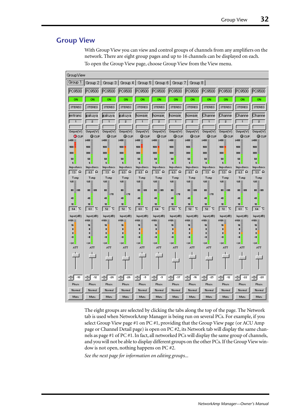 Group view | Yamaha HUB User Manual | Page 32 / 43