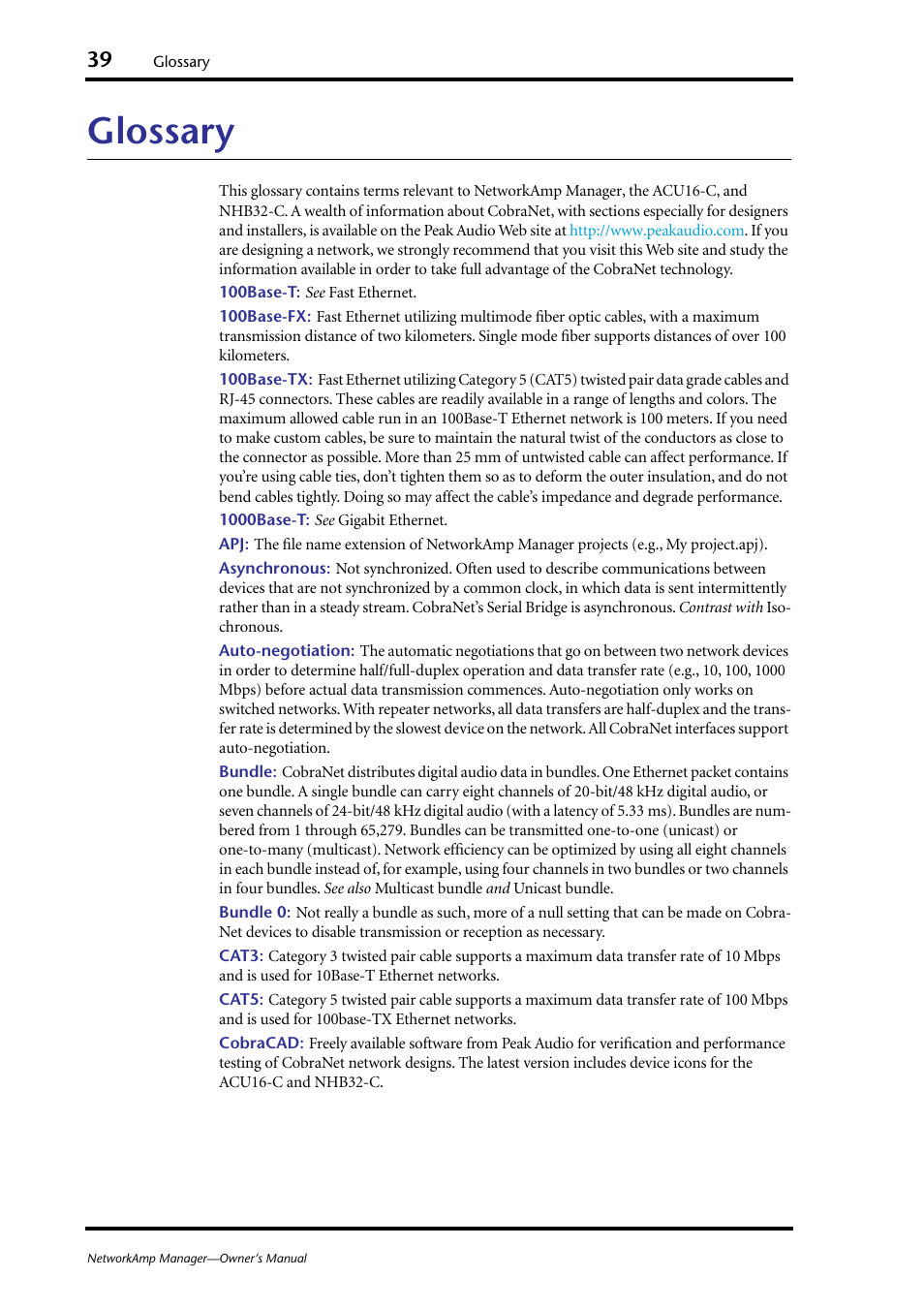 Glossary | Yamaha HUB User Manual | Page 39 / 43
