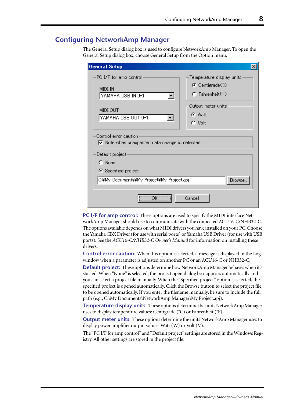 Configuring networkamp manager | Yamaha HUB User Manual | Page 8 / 43