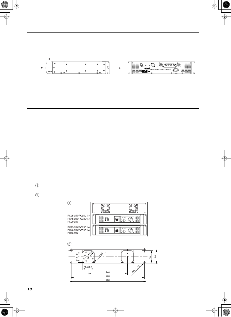 エアーフロー, ラックマウント | Yamaha PC3301N User Manual | Page 10 / 16