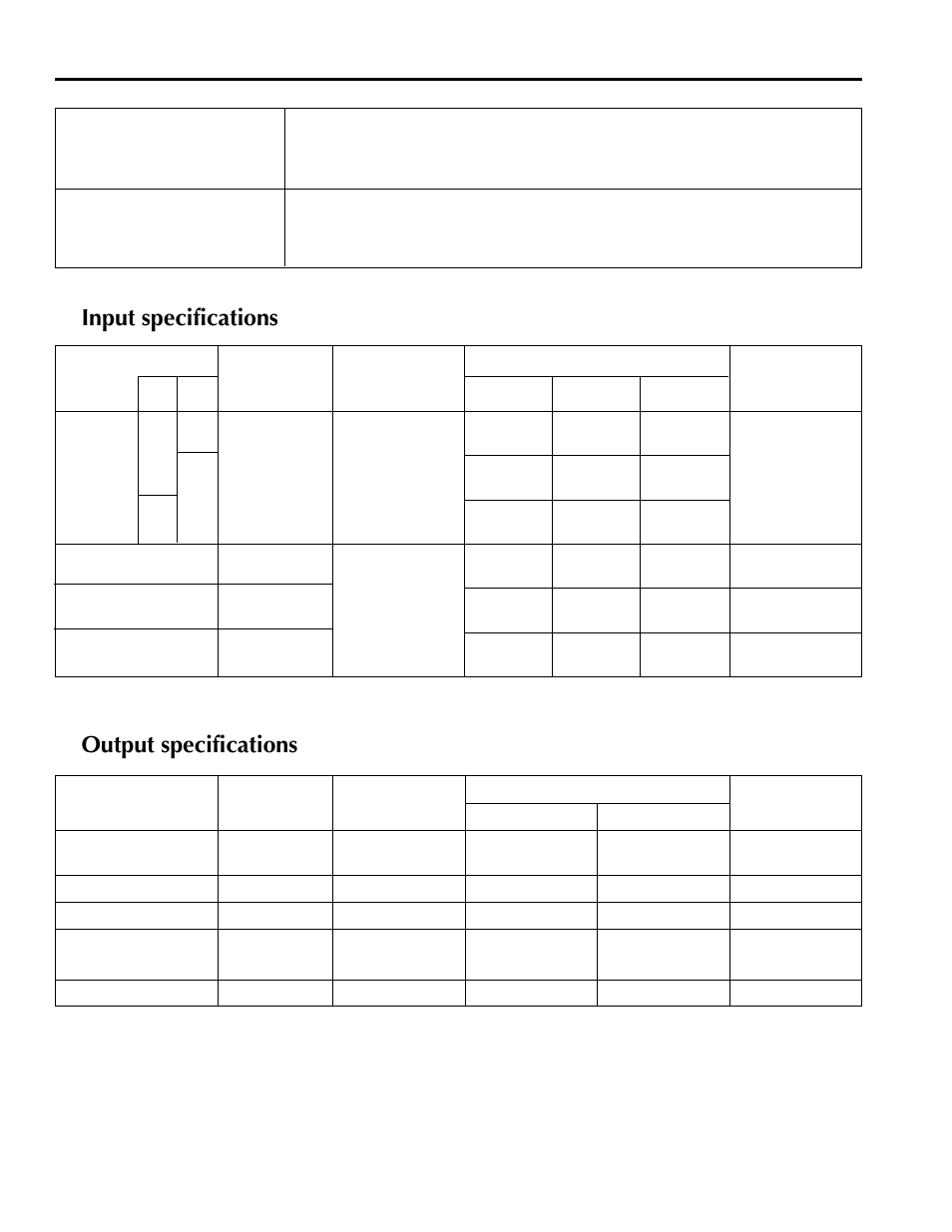 Input specifications, Output specifications | Yamaha MX200-8 User Manual | Page 12 / 57