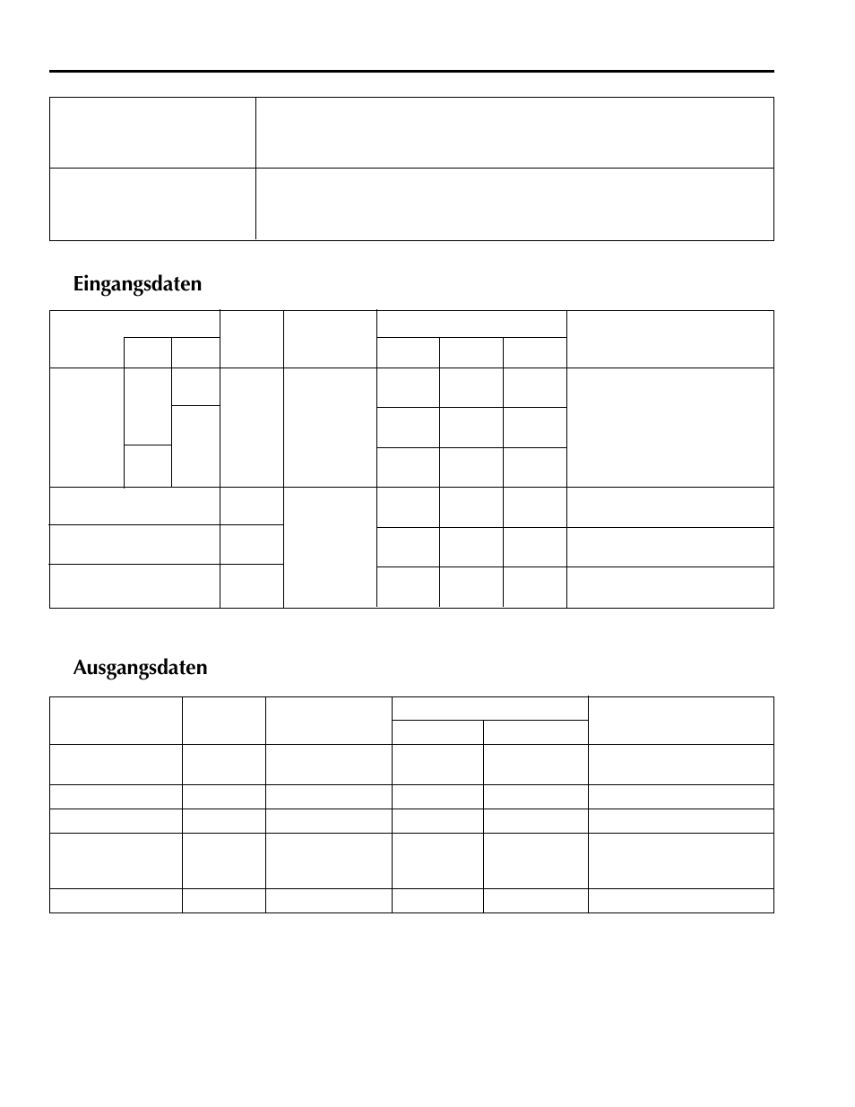 Eingangsdaten, Ausgangsdaten | Yamaha MX200-8 User Manual | Page 40 / 57