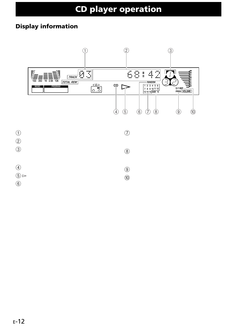 Cd player operation, Display information | Yamaha GX707 User Manual | Page 22 / 52
