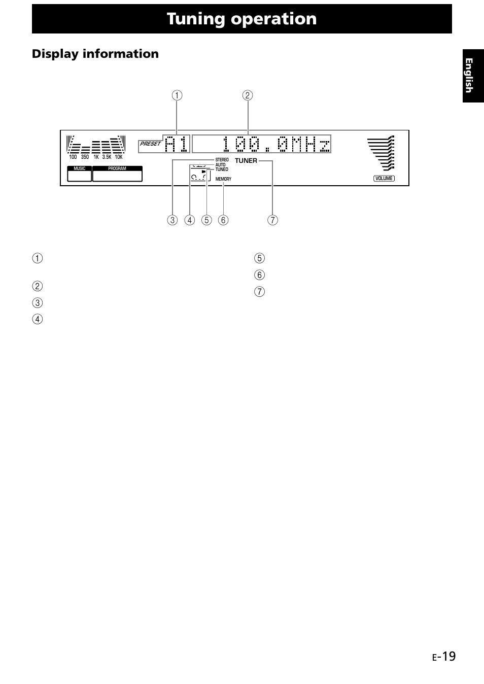 Tuning operation, Display information | Yamaha GX707 User Manual | Page 29 / 52