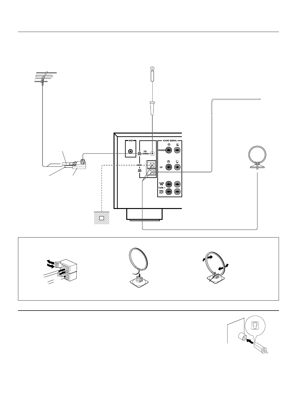 9antenna connections, Connecting the am loop antenna | Yamaha RX-V670 User Manual | Page 9 / 30