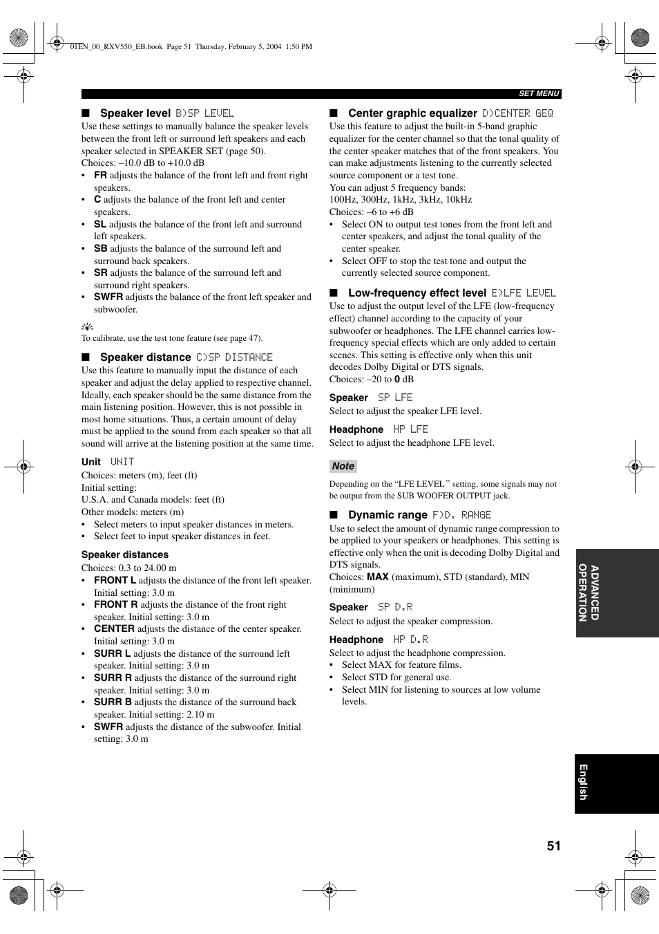 Yamaha RX-V550 User Manual | Page 53 / 78