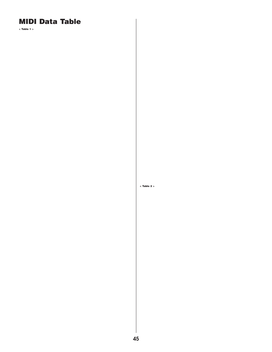 Midi data table | Yamaha EX5  EN User Manual | Page 45 / 56