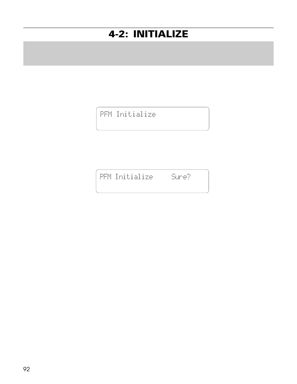 2: initialize, Pfm initialize pfm initialize sure | Yamaha TG500 User Manual | Page 104 / 334