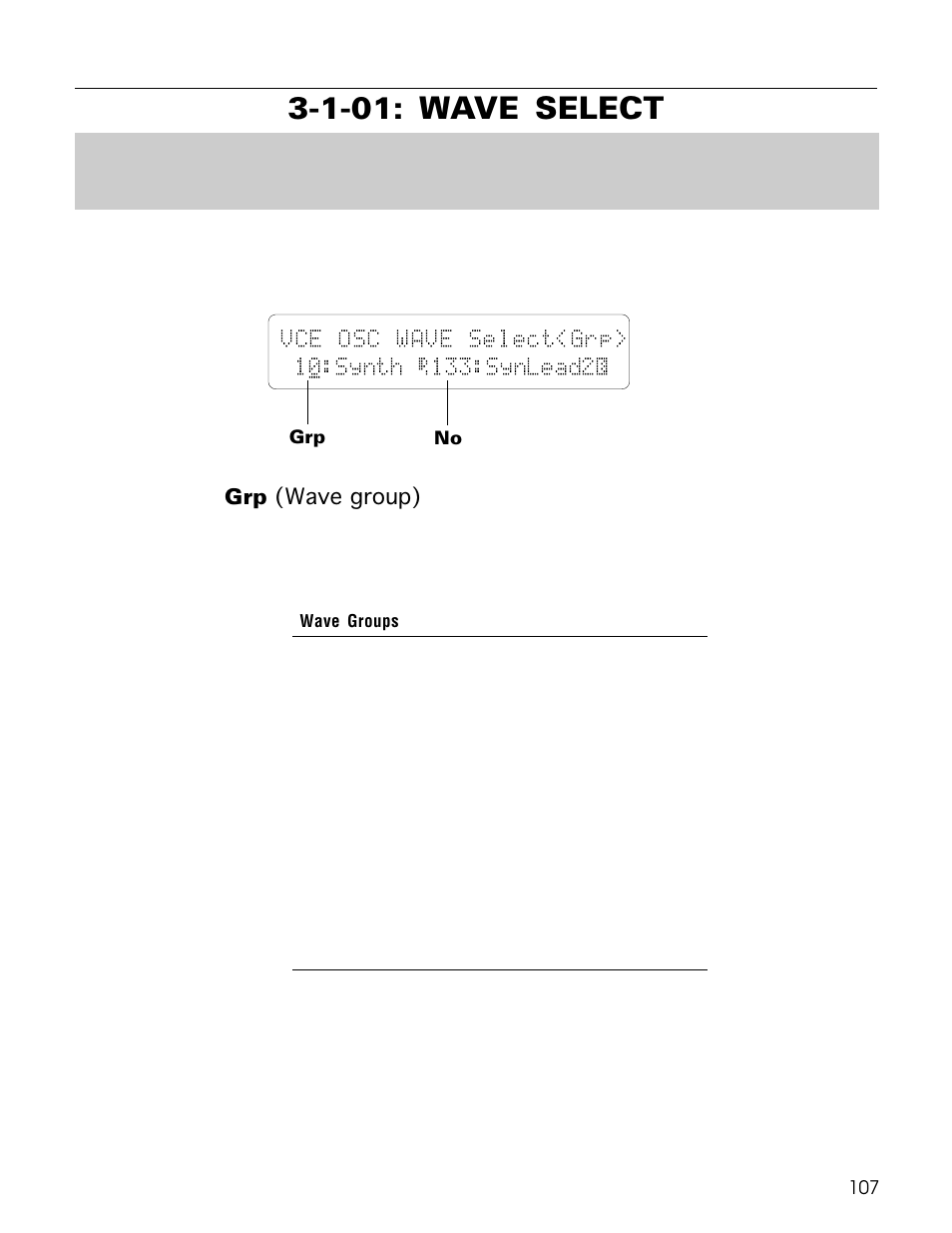 1-01: wave select | Yamaha TG500 User Manual | Page 119 / 334