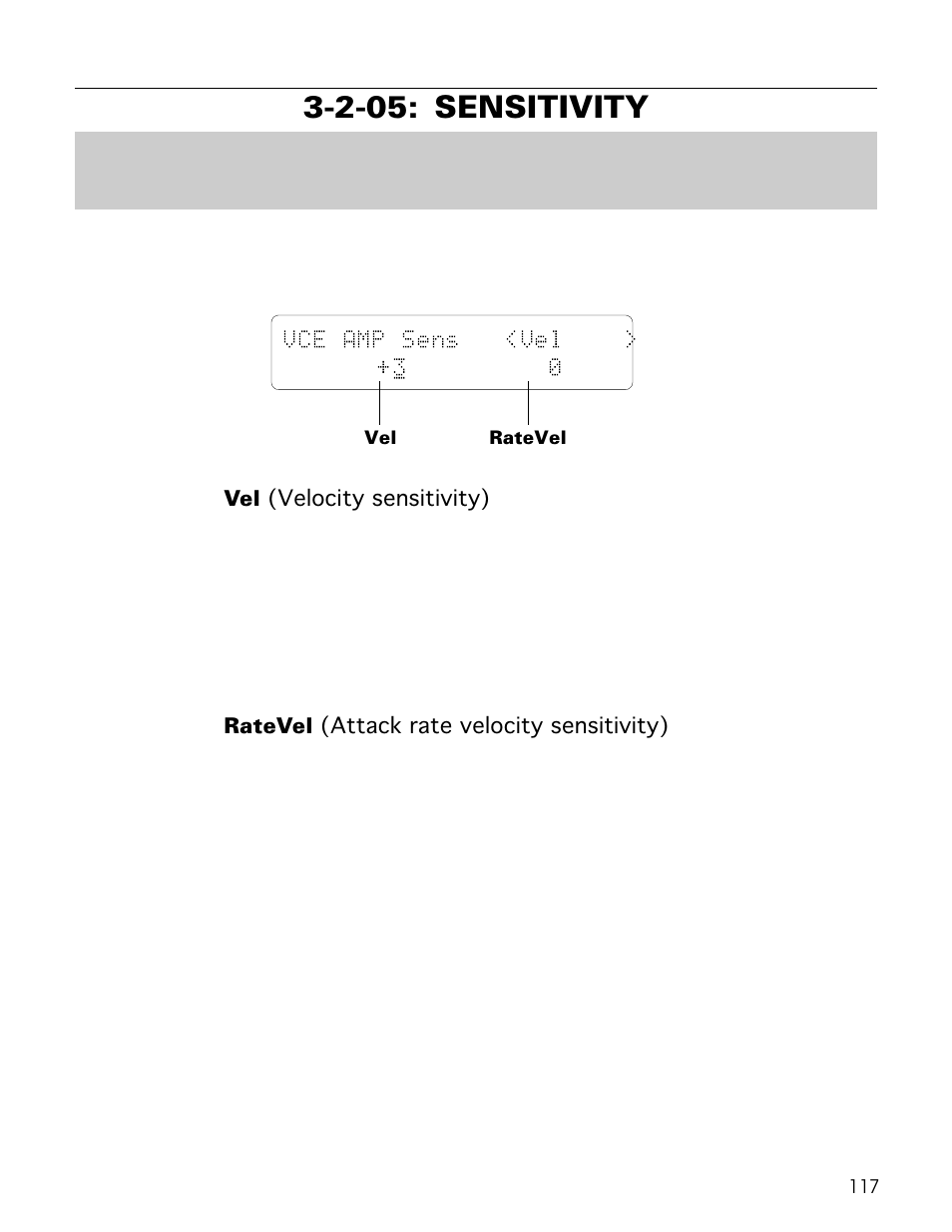 2-05: sensitivity, Vce amp sens <vel > +3 0 | Yamaha TG500 User Manual | Page 129 / 334