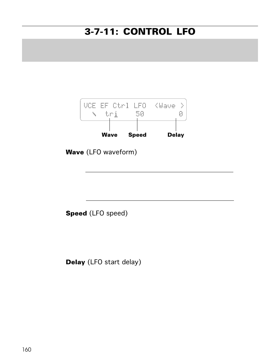 7-11: control lfo, Vce ef ctrl lfo <wave > ∆ ˚ ∆ tr i 50 0 | Yamaha TG500 User Manual | Page 172 / 334