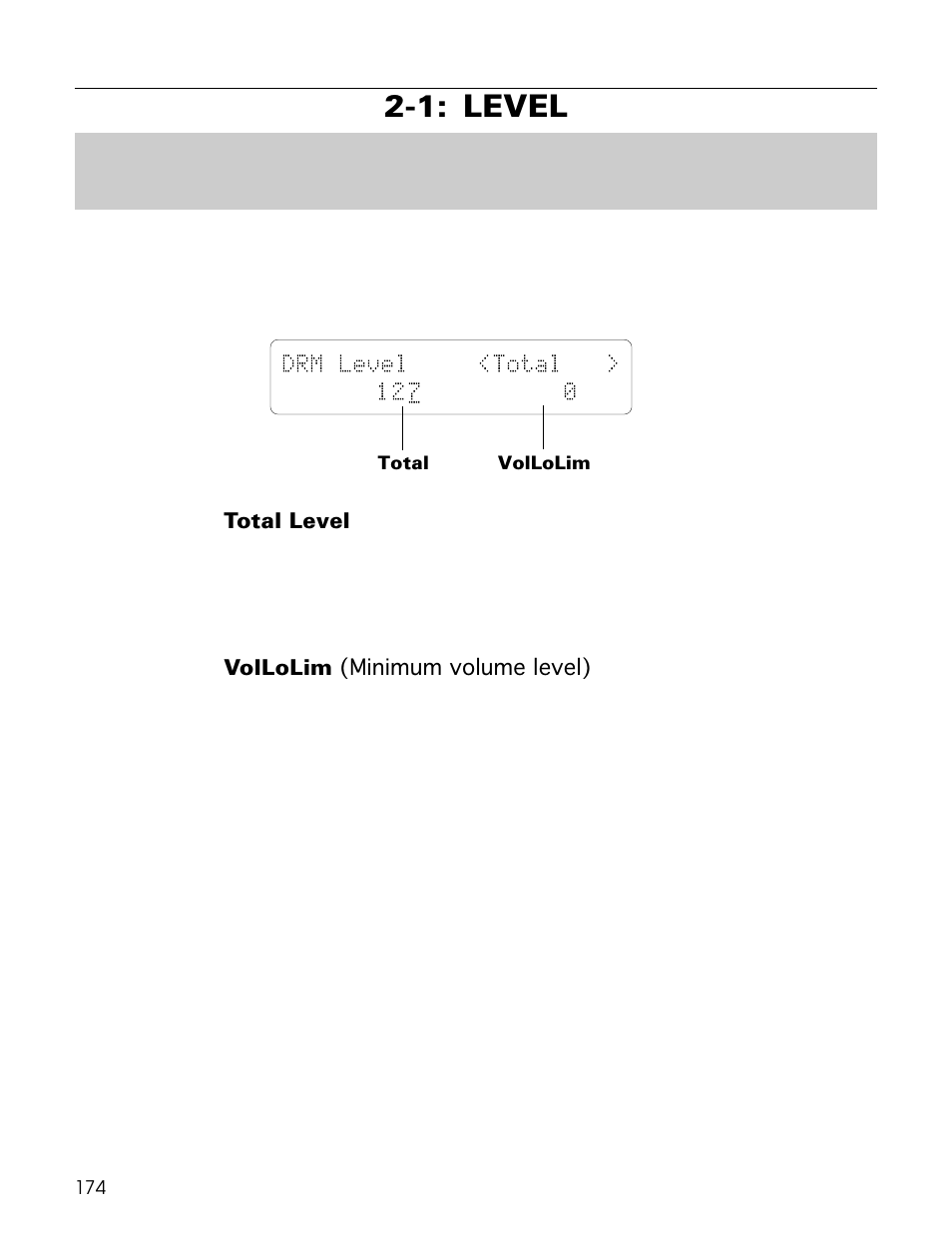 1: level, Drm level <total > 12 7 0 | Yamaha TG500 User Manual | Page 186 / 334