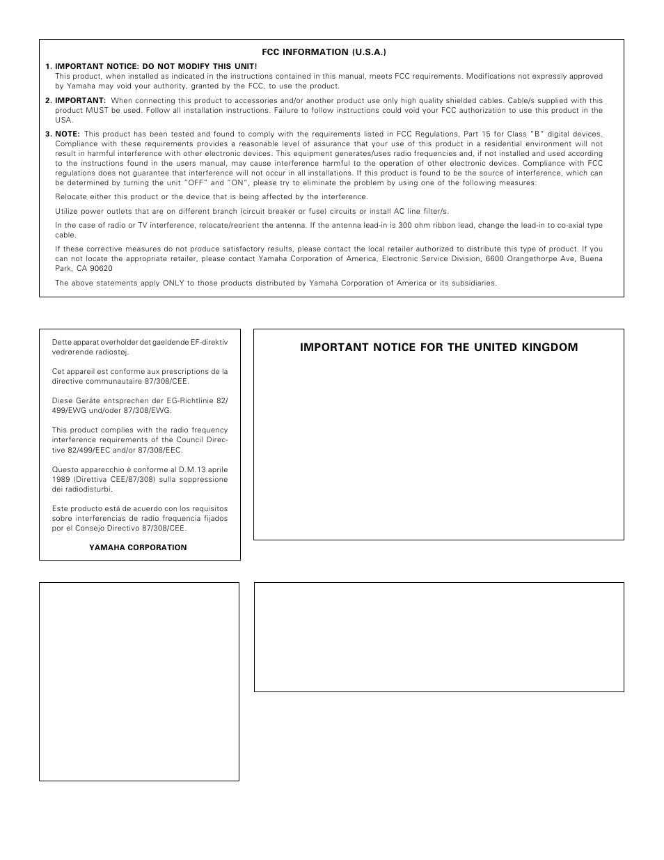 Important notice for the united kingdom | Yamaha TG500 User Manual | Page 2 / 334