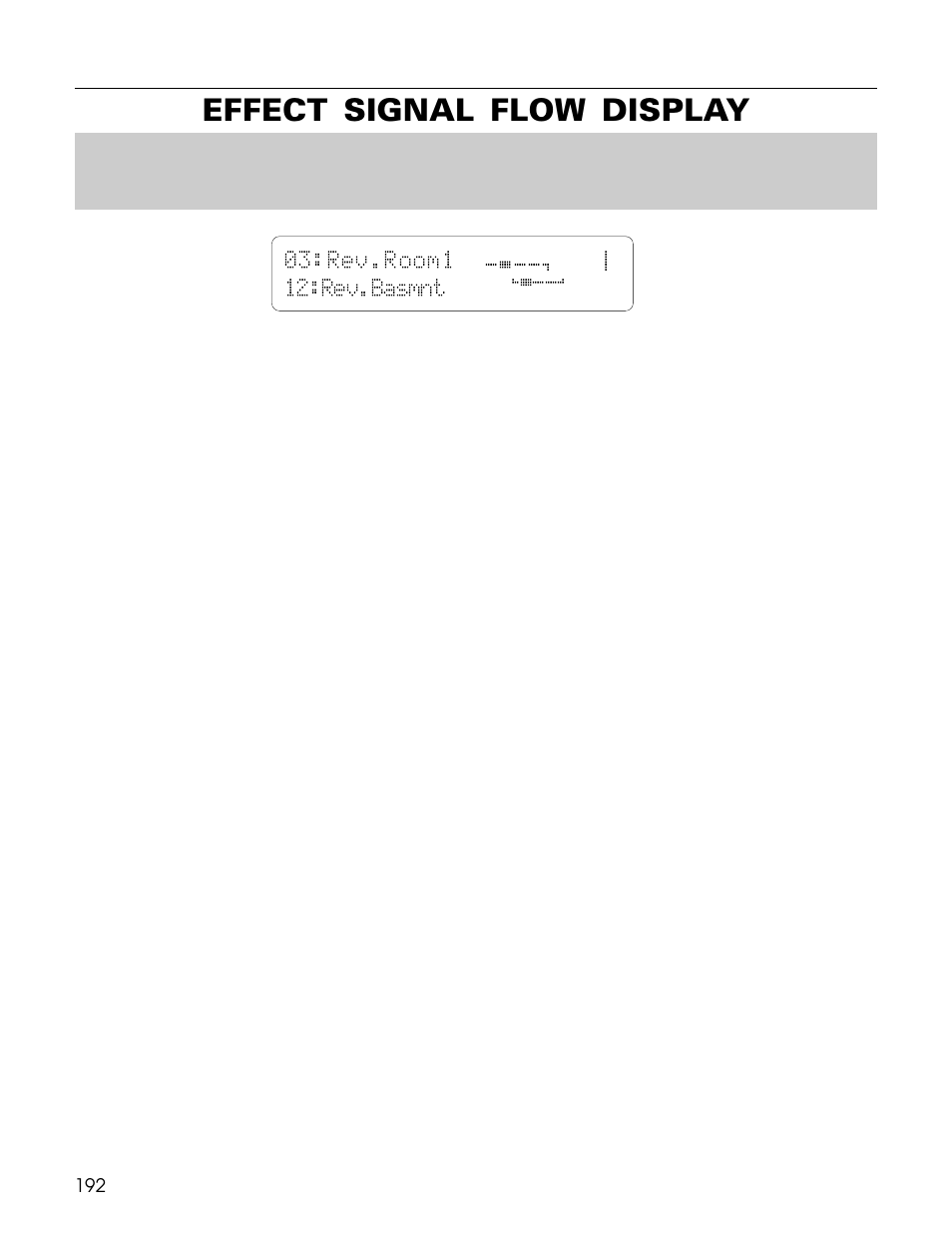 Effect signal flow display, Rev.room1 тлттн ъ 12:rev.basmnt мбооо | Yamaha TG500 User Manual | Page 204 / 334