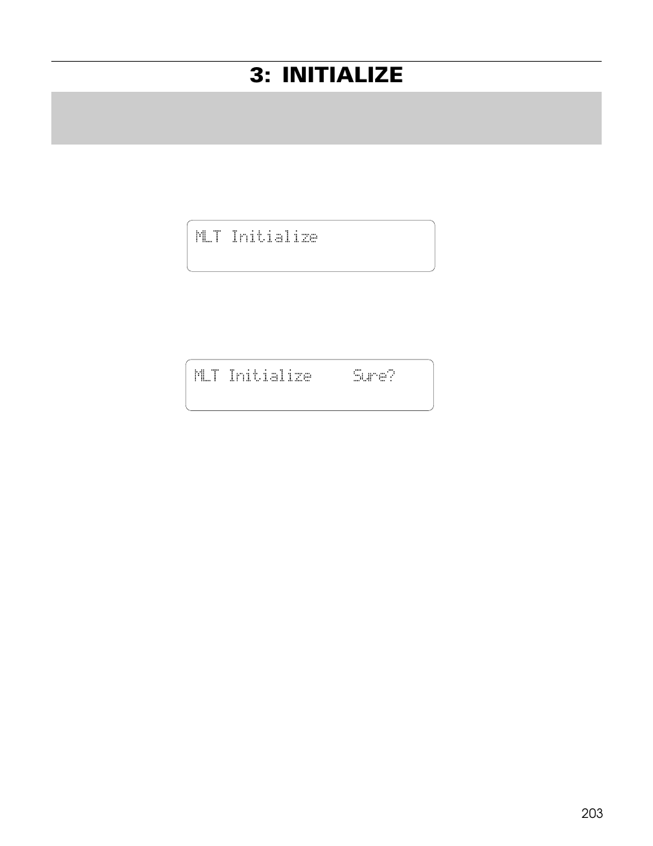 Initialize, Mlt initialize, Mlt initialize sure | Yamaha TG500 User Manual | Page 215 / 334