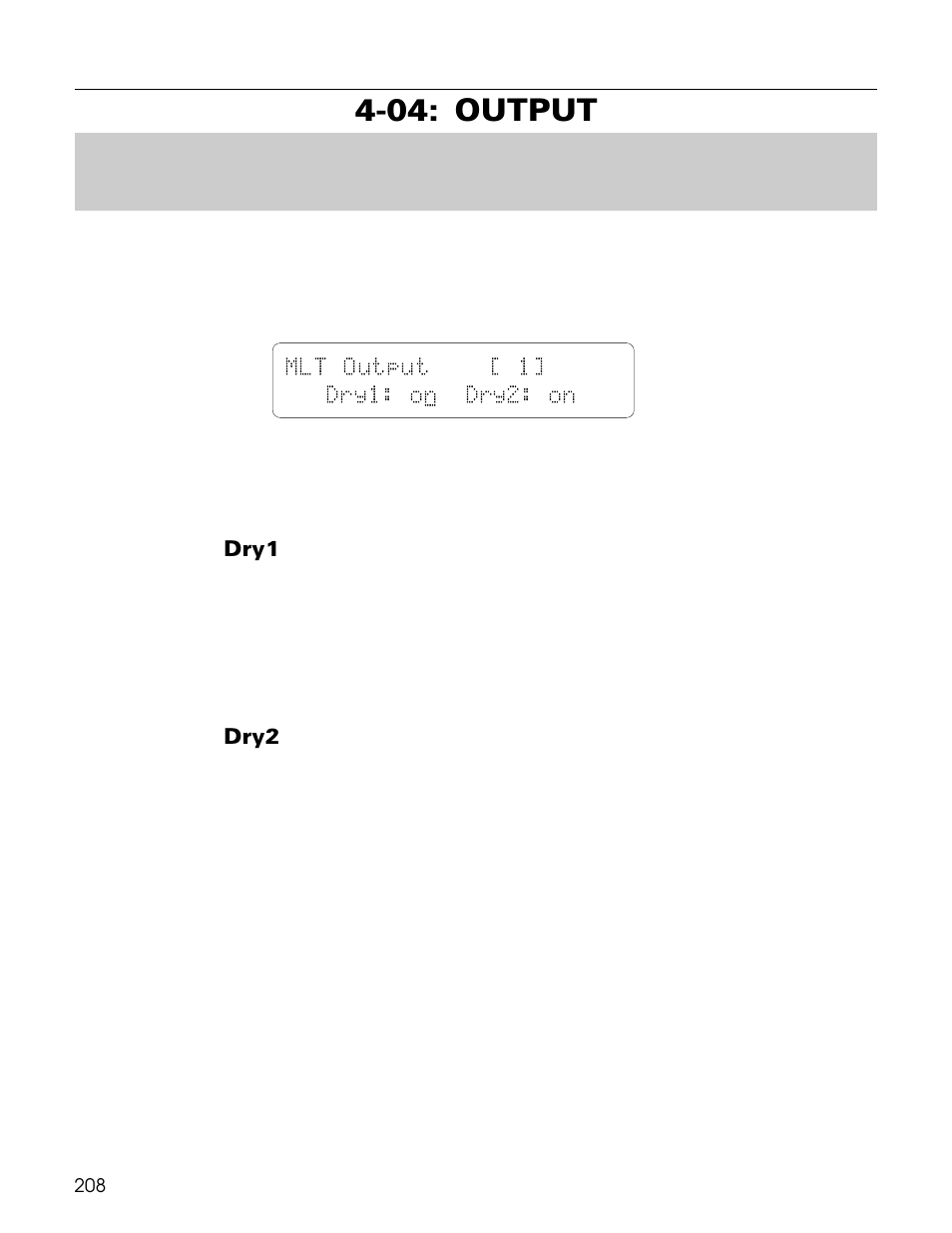 04: output, Mlt output [ 1] dry1: o n dry2: on | Yamaha TG500 User Manual | Page 220 / 334