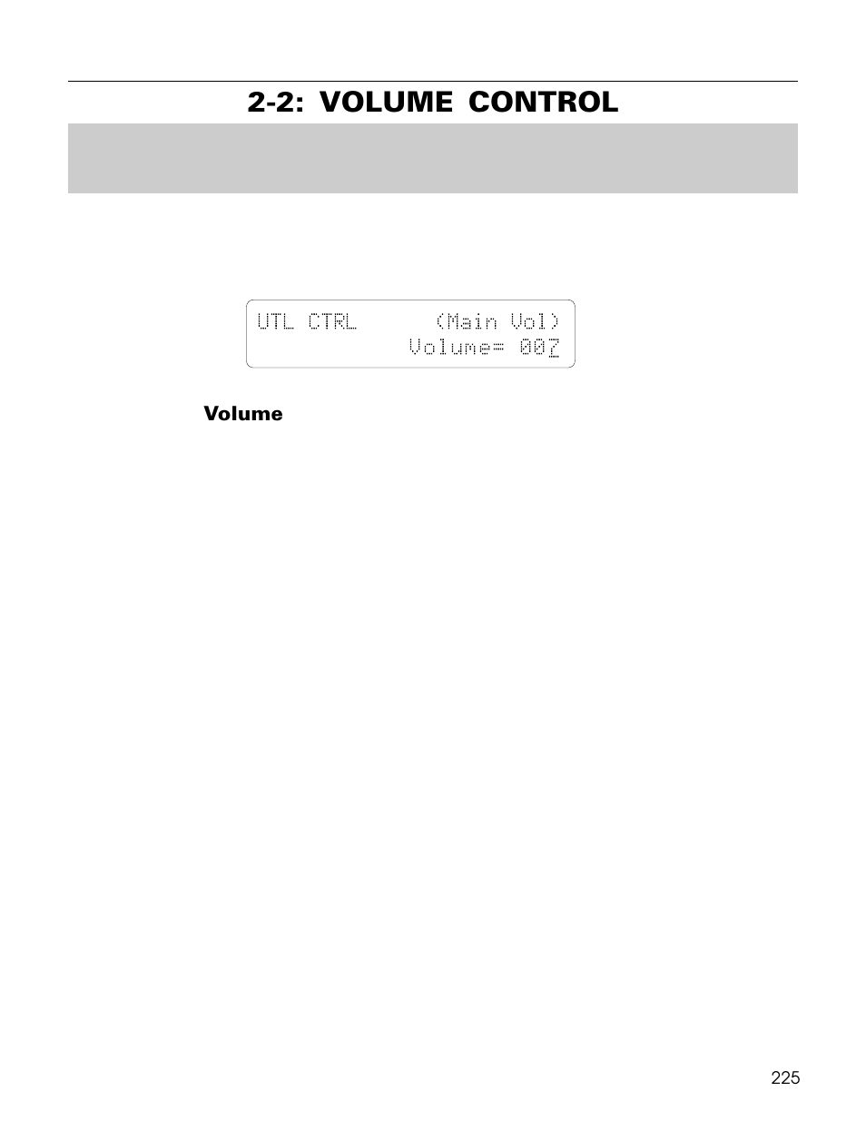 2: volume control, Utl ctrl (main vol) volume= 007 | Yamaha TG500 User Manual | Page 237 / 334