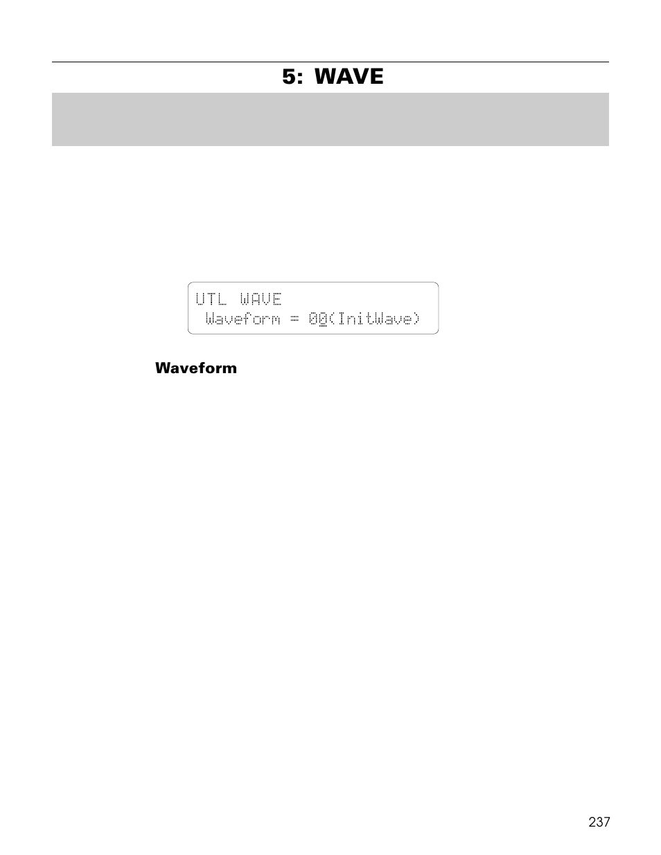 Wave, Utl wave waveform = 00(initwave) | Yamaha TG500 User Manual | Page 249 / 334