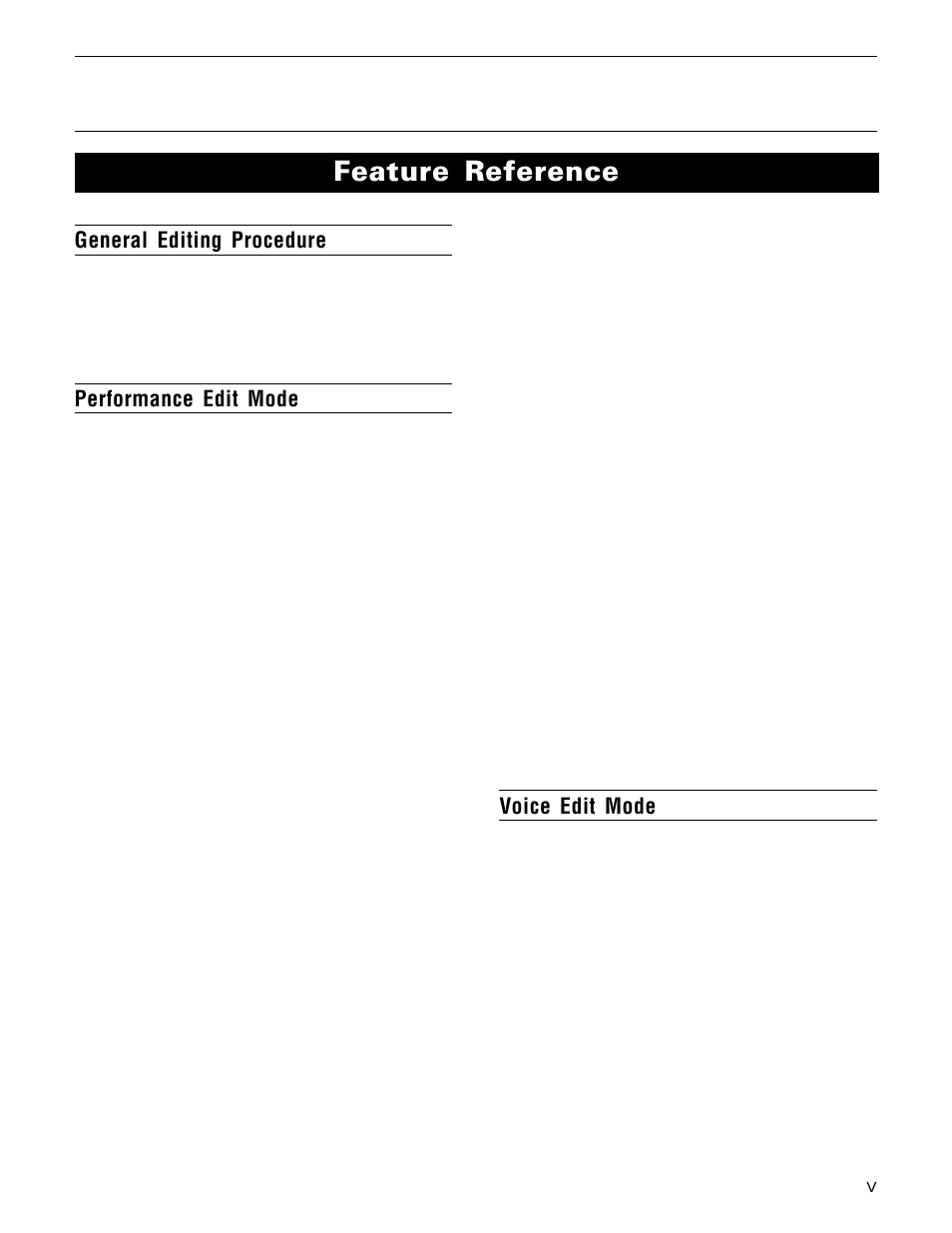 Feature reference | Yamaha TG500 User Manual | Page 9 / 334